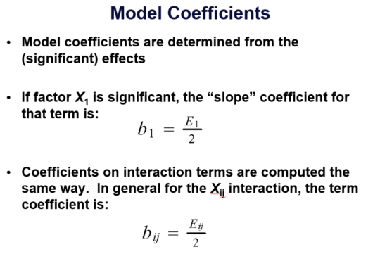 model coefficients